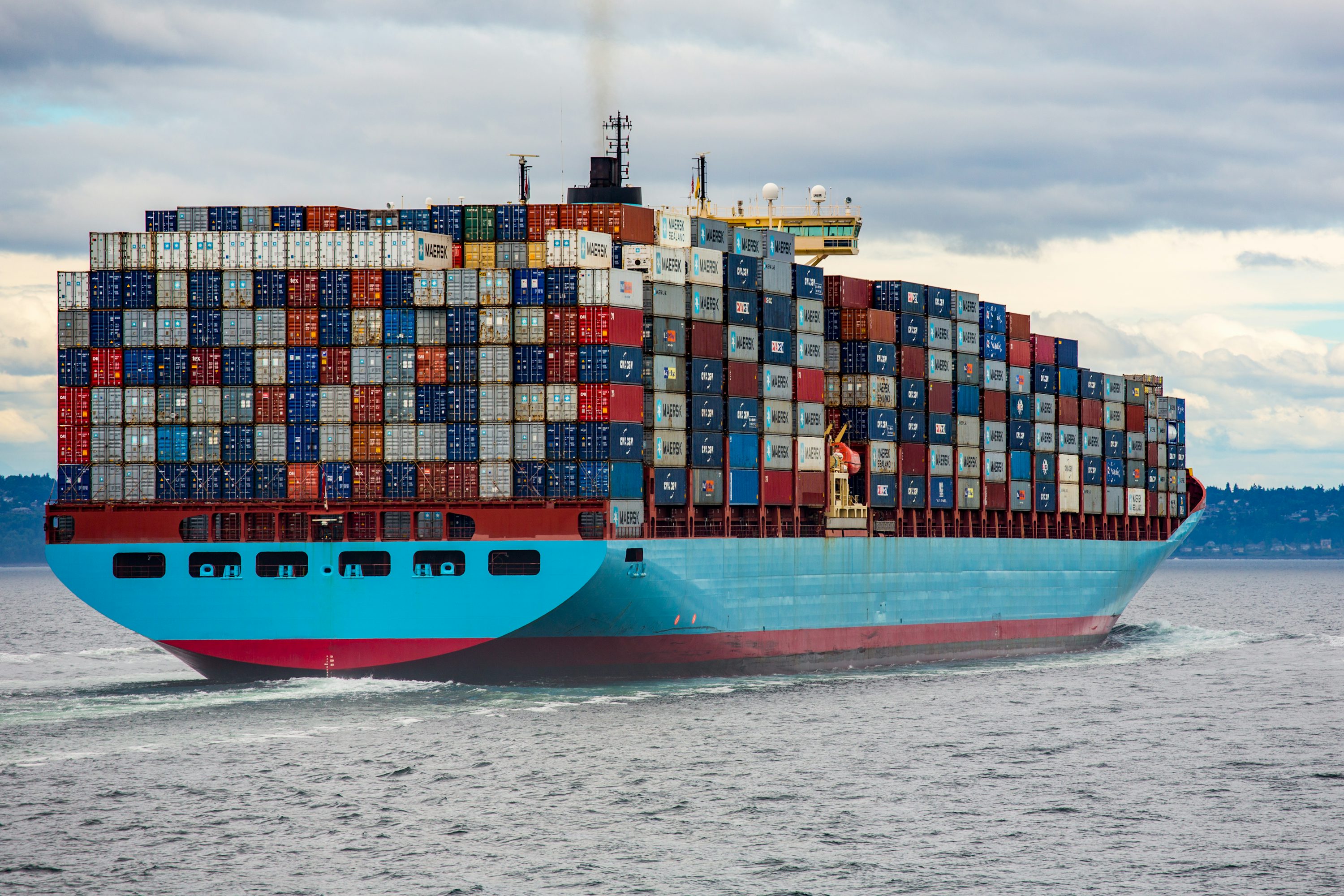 Container ship loaded with shipping containers